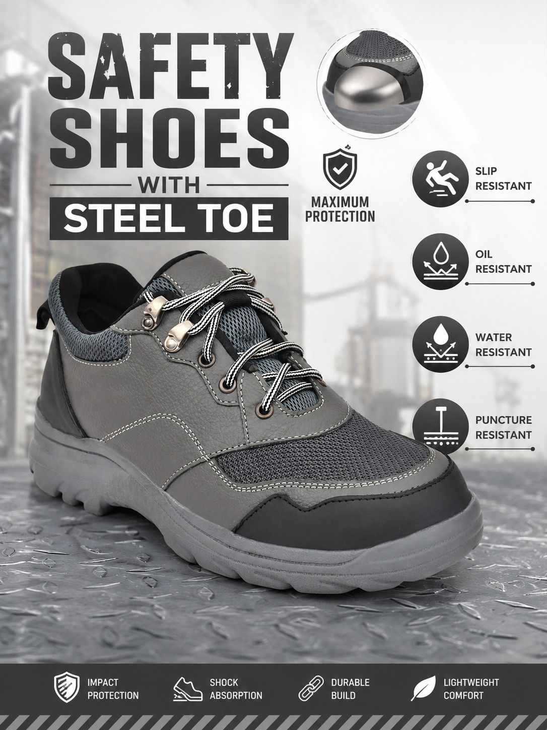 ozaroo Steel Toe Genuine Leather Safety Shoe-picture-17