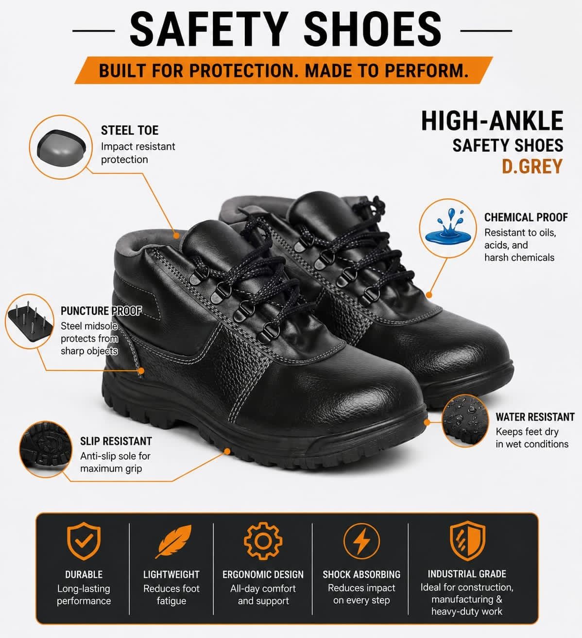 Steel Toe Synthetic, Synthetic Leather Safety Shoe-image-12
