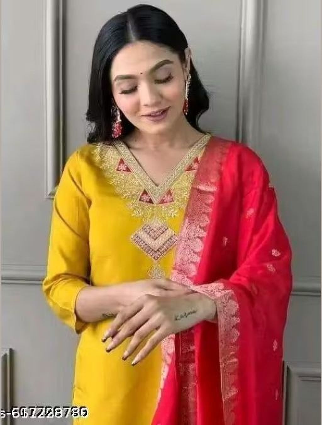 Embroidered Kurta, Trouser/Pant & Dupatta Set-image-4