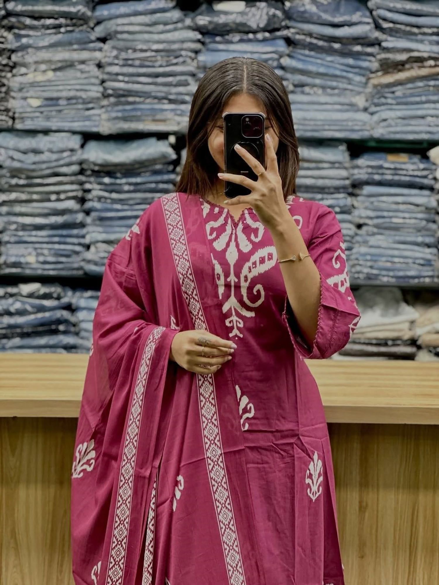 Floral Print Kurta, Palazzo & Dupatta Set-image-30