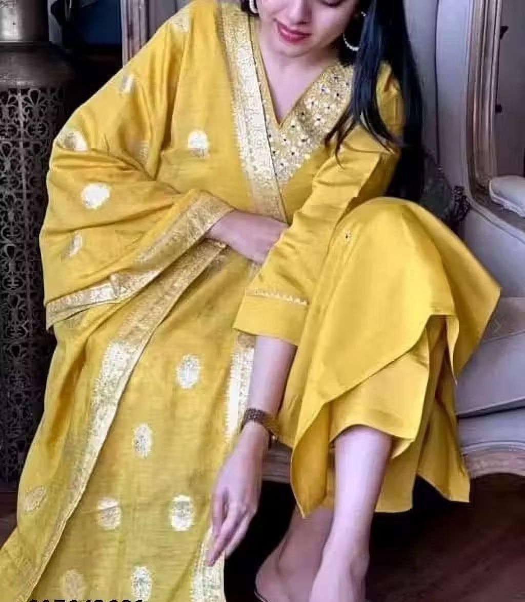 Embroidered Kurta, Salwar & Dupatta Set