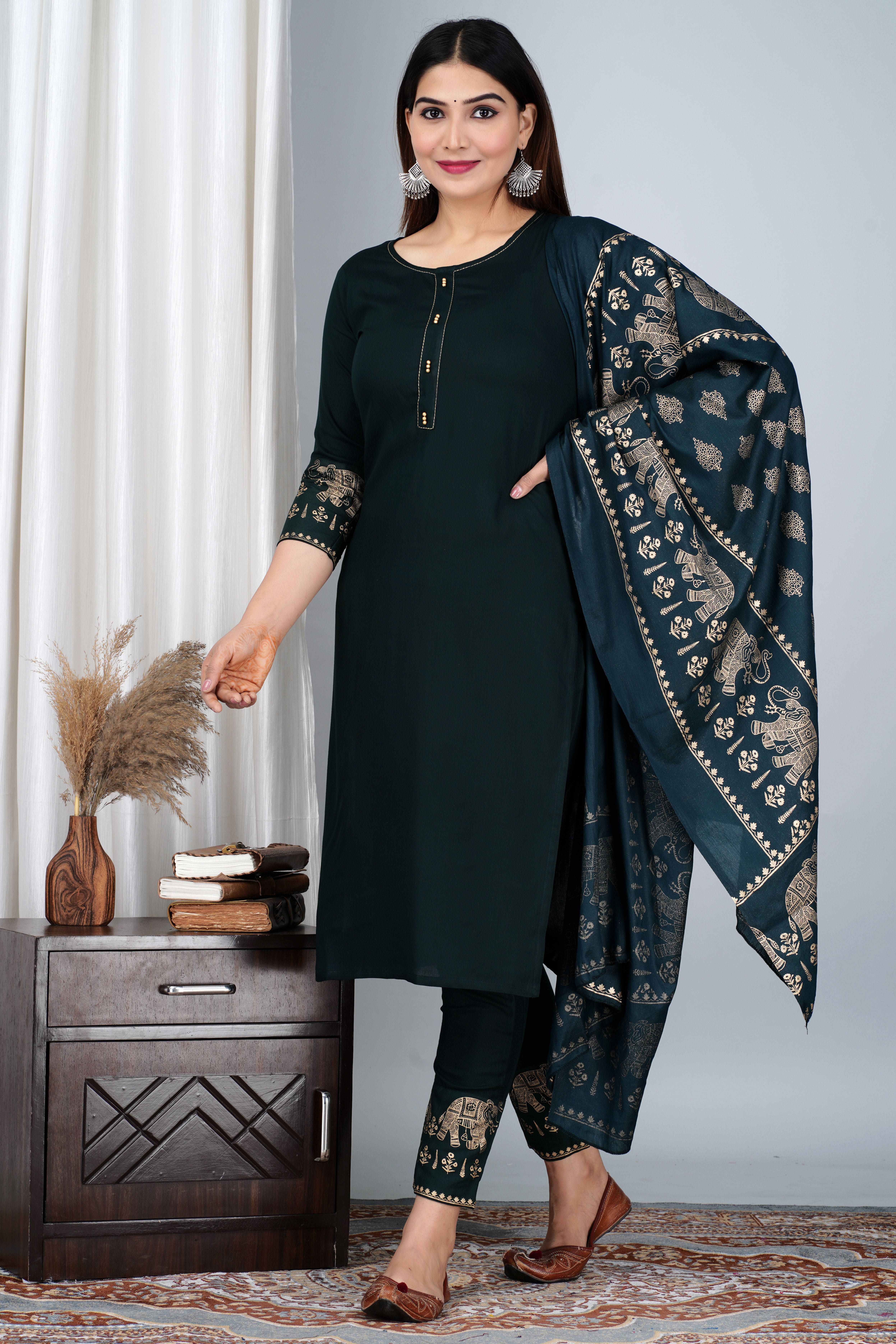 Printed Kurta, Trouser/Pant & Dupatta Set-image-45