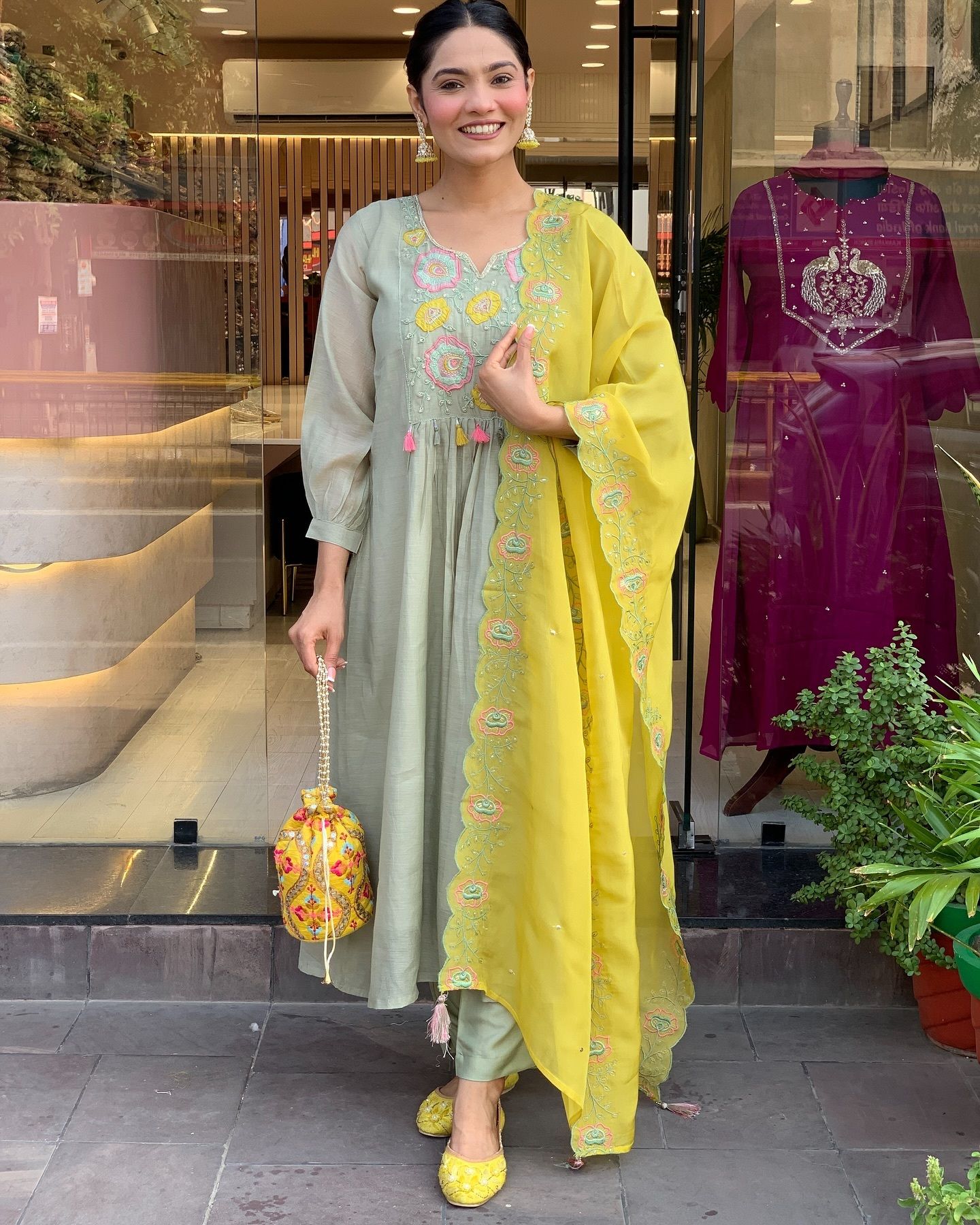 A-Line Kurta Embroidered Kurta, Trouser/Pant & Dupatta Set-image-2
