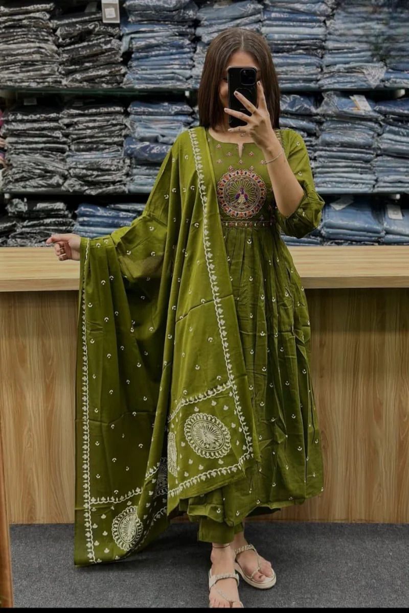 Embroidered Anarkali Kurta, Bottom & Dupatta Set-image-40
