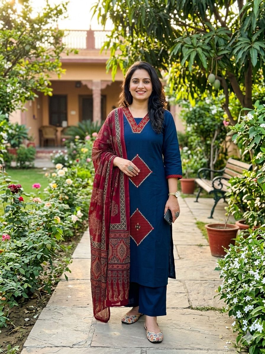Printed Kurta, Palazzo & Dupatta Set-image-34