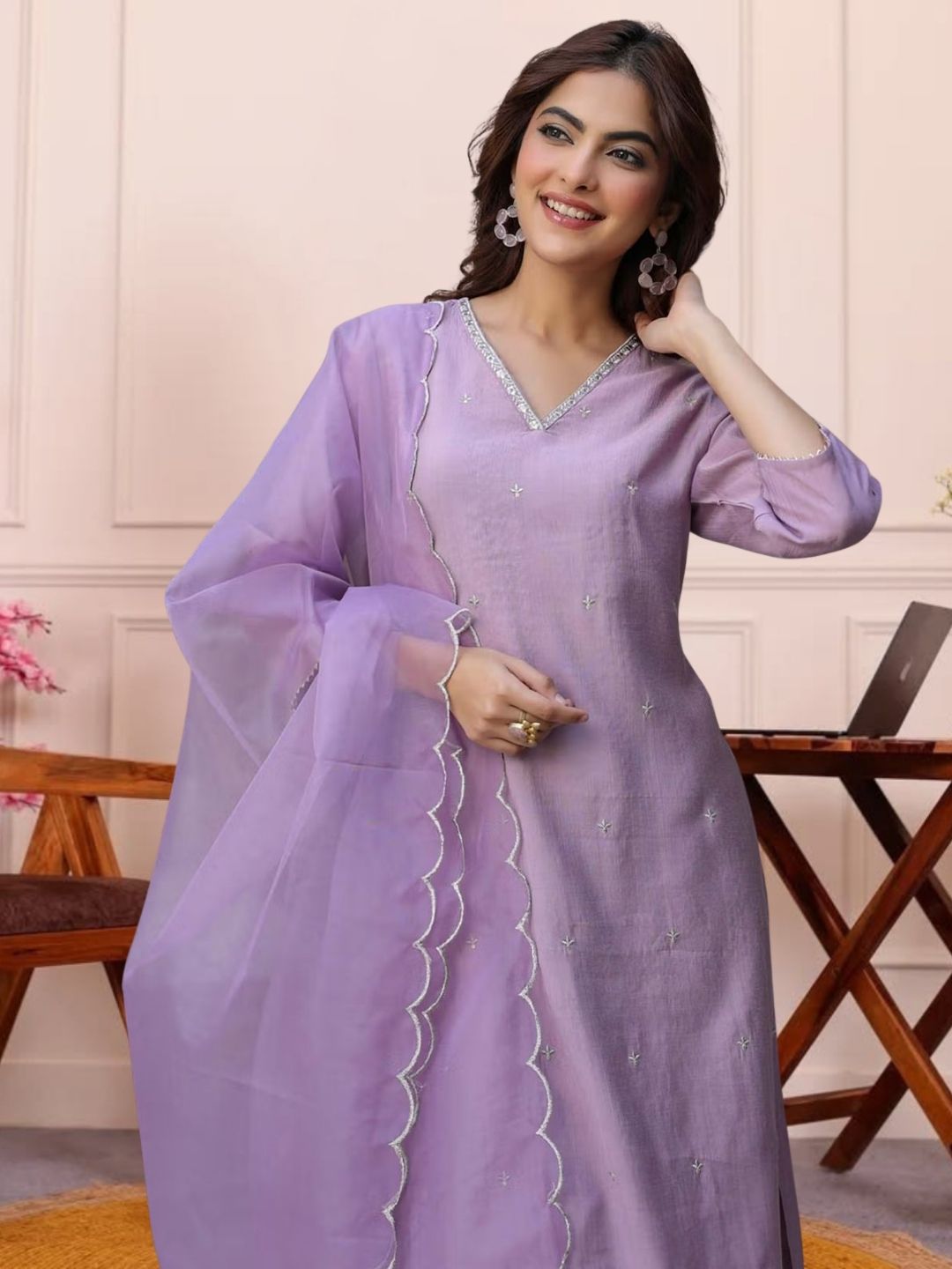 women cotton kurta sets kurti pant for women Embroidered Kurta, Legging & Dupatta Set-image-48