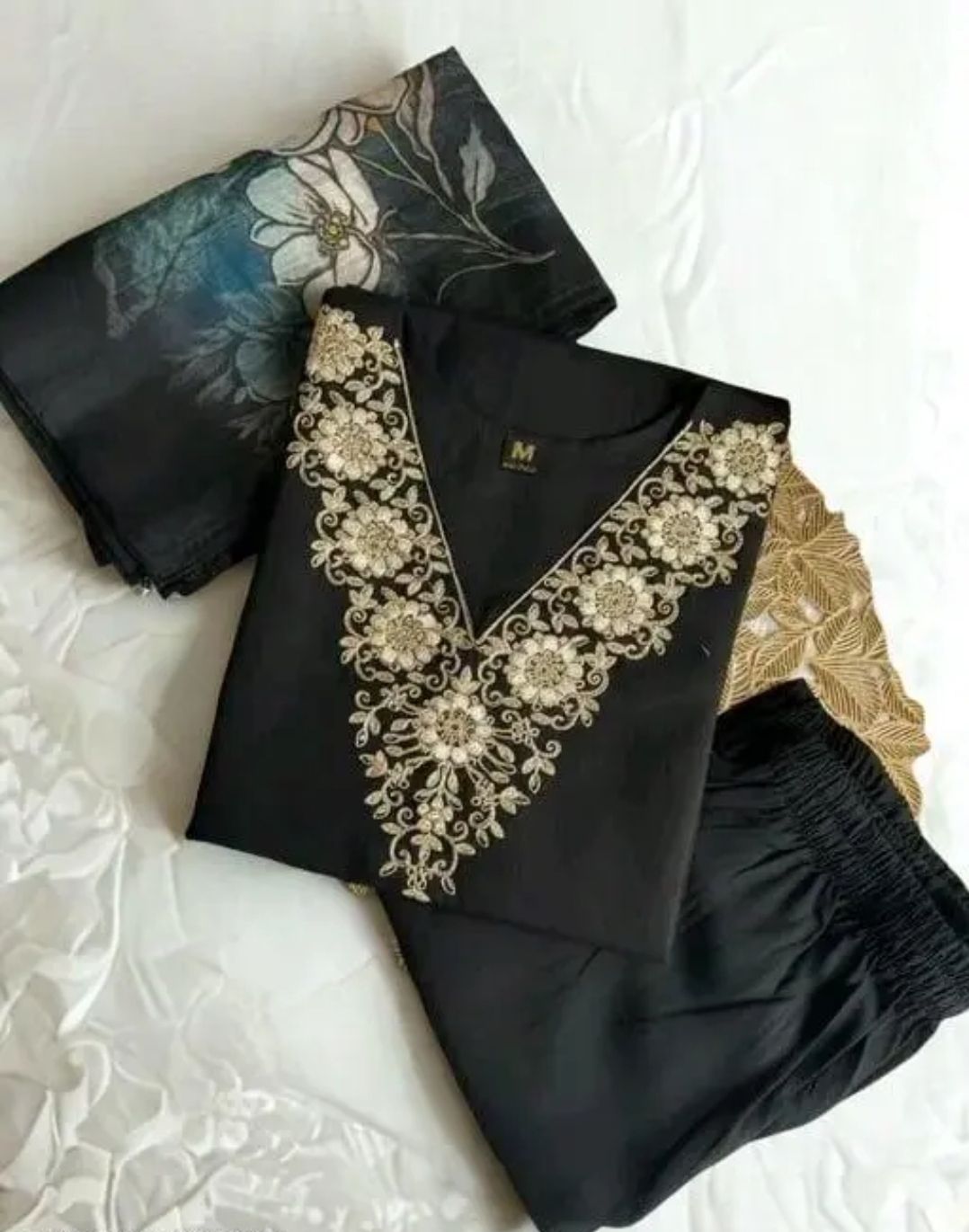 shree chaitanya enteprise Women Embroidered Kurta Pant with Floral Dupatta Set Embroidered Kurta, Trouser/Pant & Dupatta Set-picture-21