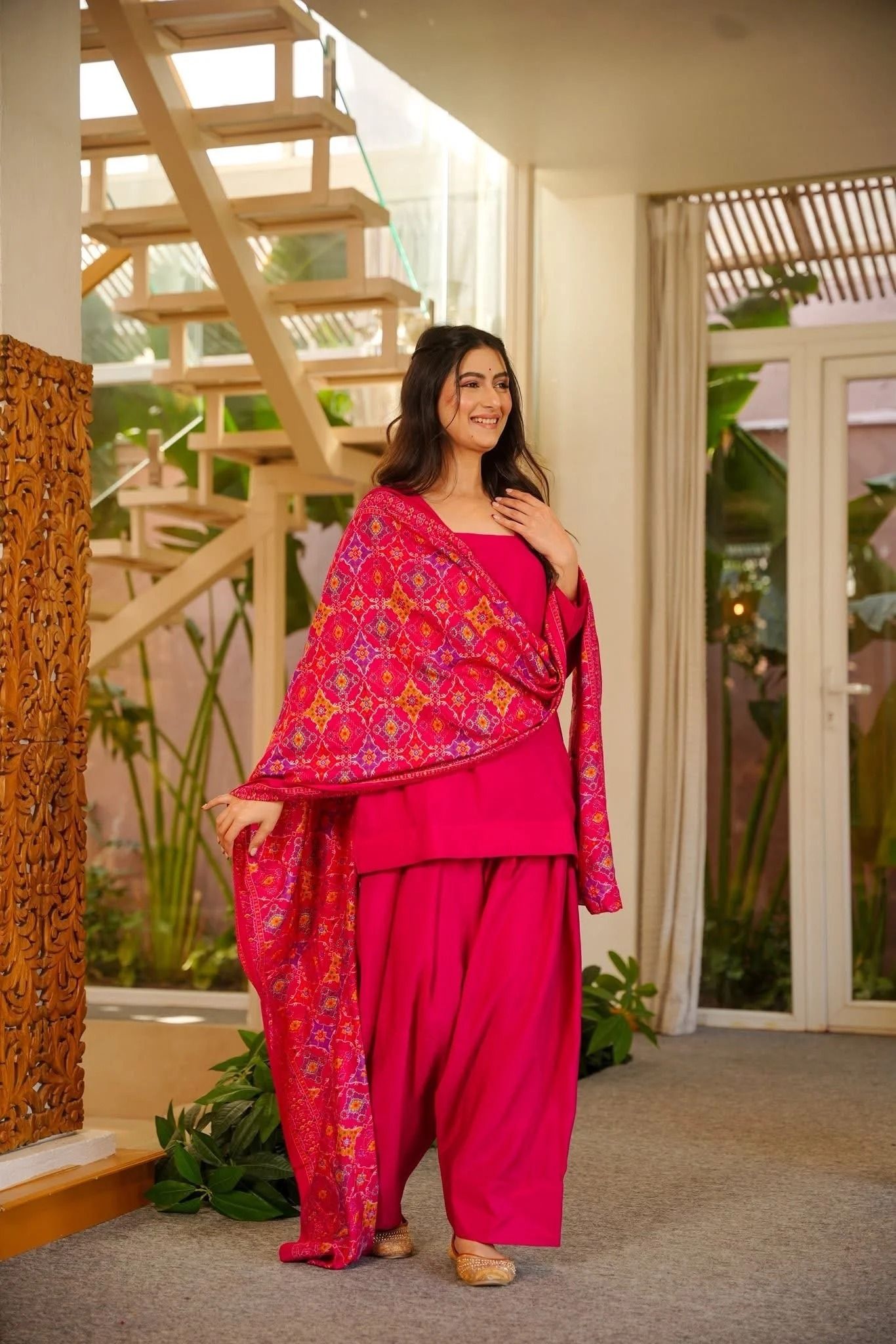 Women Pure Silk Blend Short Kurta, Patiala Salwar & Patola Print Dupatta Set Printed Kurta, Patiala & Dupatta Set-image-10