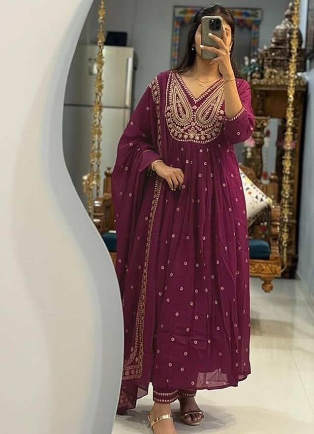 Embroidered Kurta, Trouser/Pant & Dupatta Set-image-17