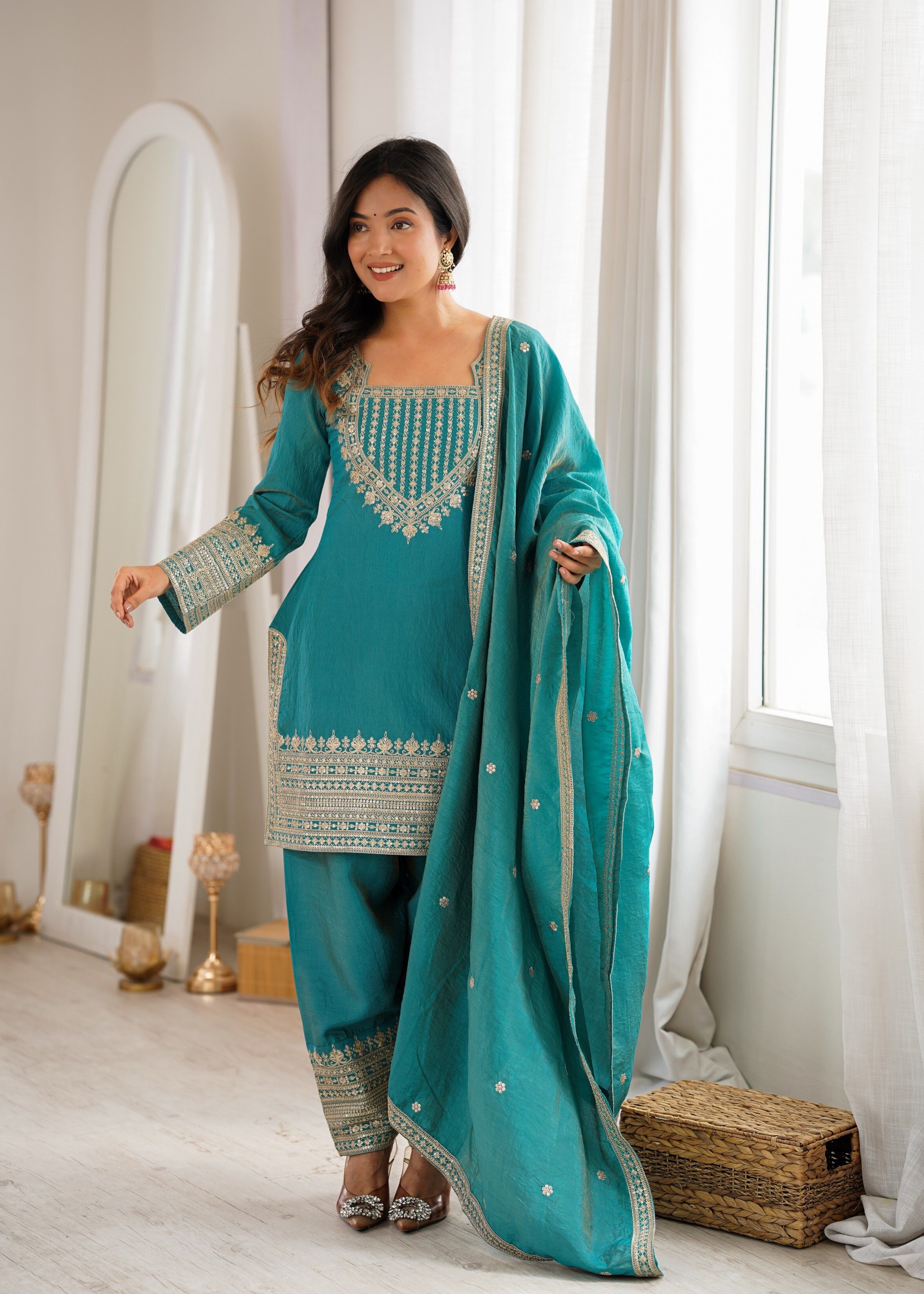 Fashion Embroidered Kurta, Salwar & Dupatta Set-image-17