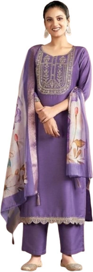 abc Women Cotton Blend Kurta Pant Dupatta Set-picture-4