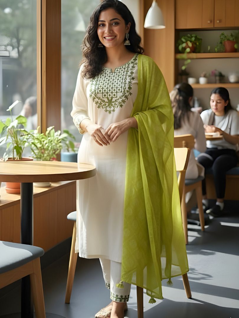 mayra Embroidered Kurta, Trouser/Pant & Dupatta Set-picture-4