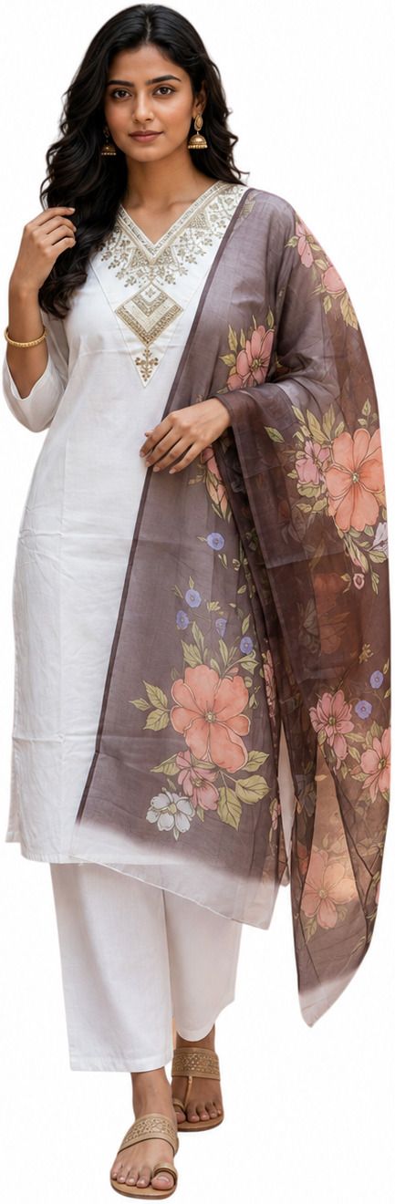 Ethnic Charm Embroidered Kurta, Trouser/Pant & Dupatta Set-image-8
