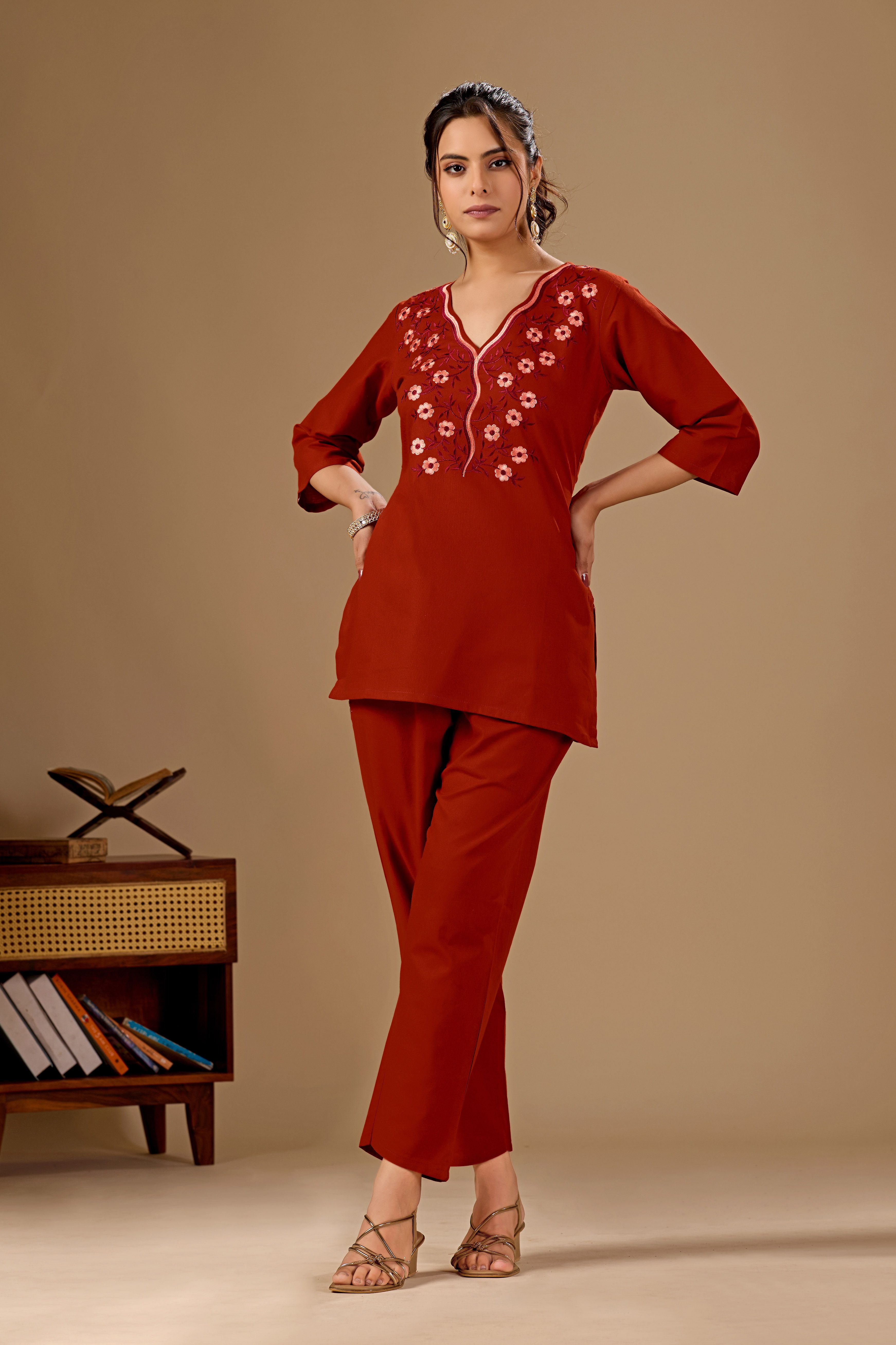 manvaa Embroidered Kurta, Trouser/Pant & Dupatta Set-picture-3