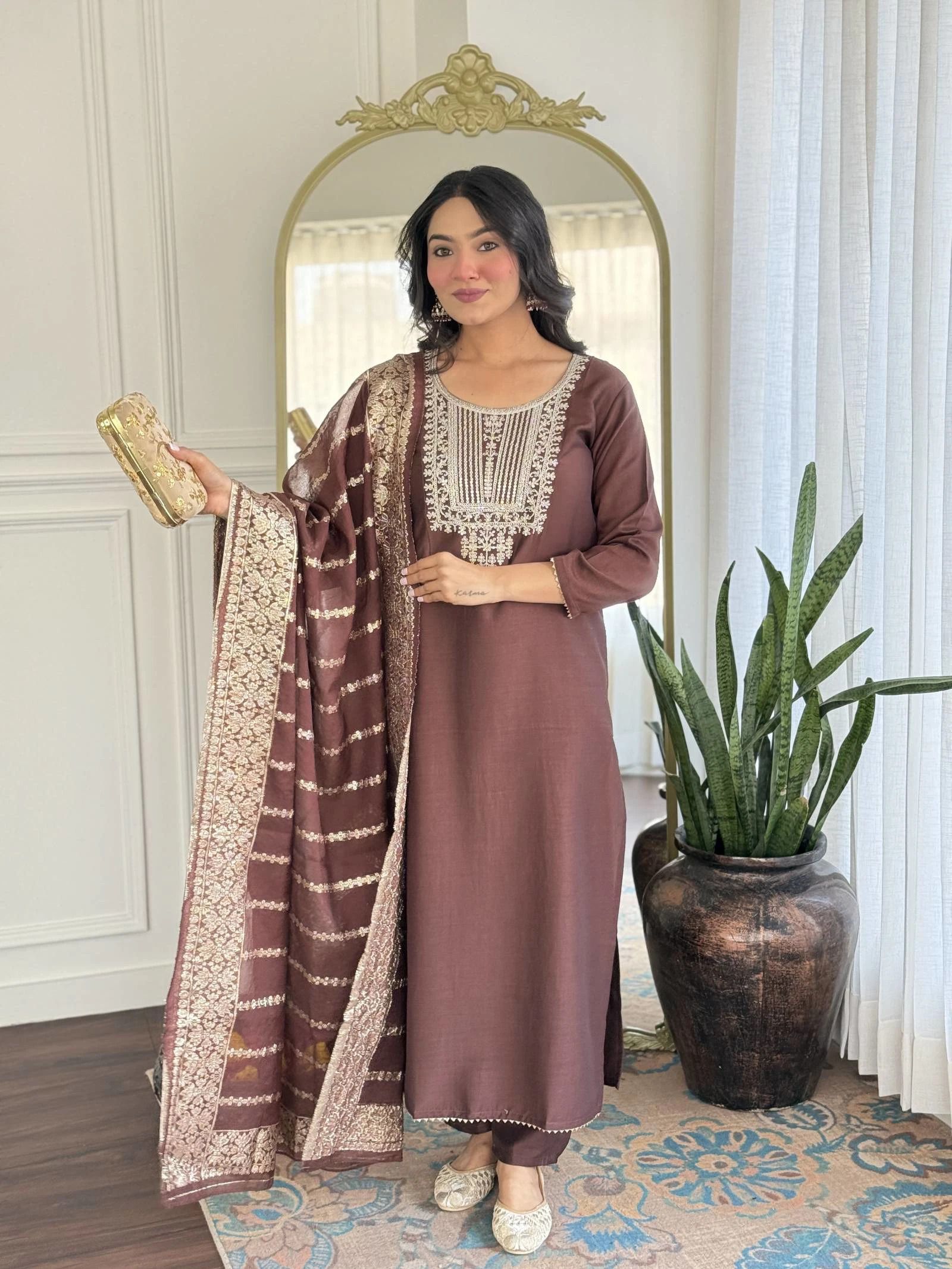 Applique Kurta, Trouser/Pant & Dupatta Set-image-15
