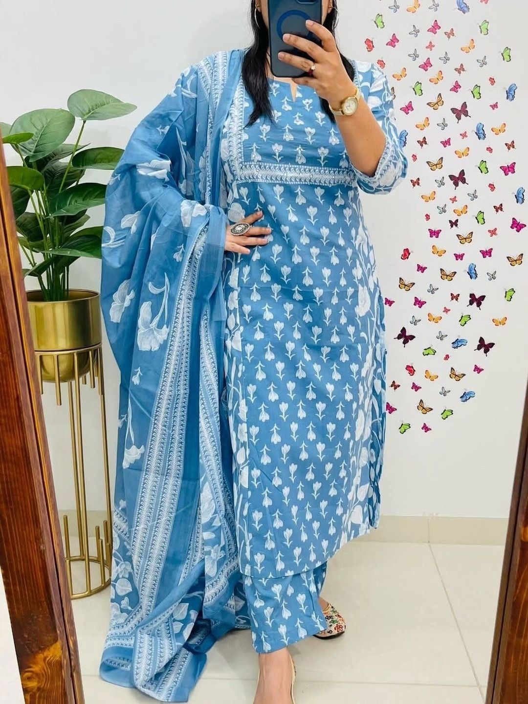 Printed Kurta, Palazzo & Dupatta Set-image-40