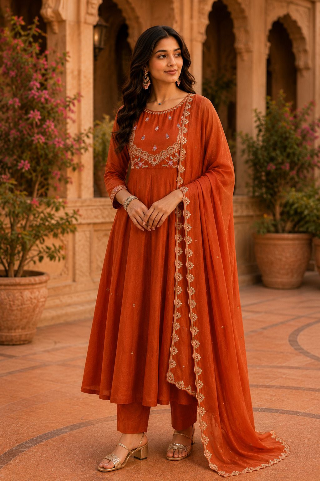 Embroidered Kurta, Trouser/Pant & Dupatta Set-image-19