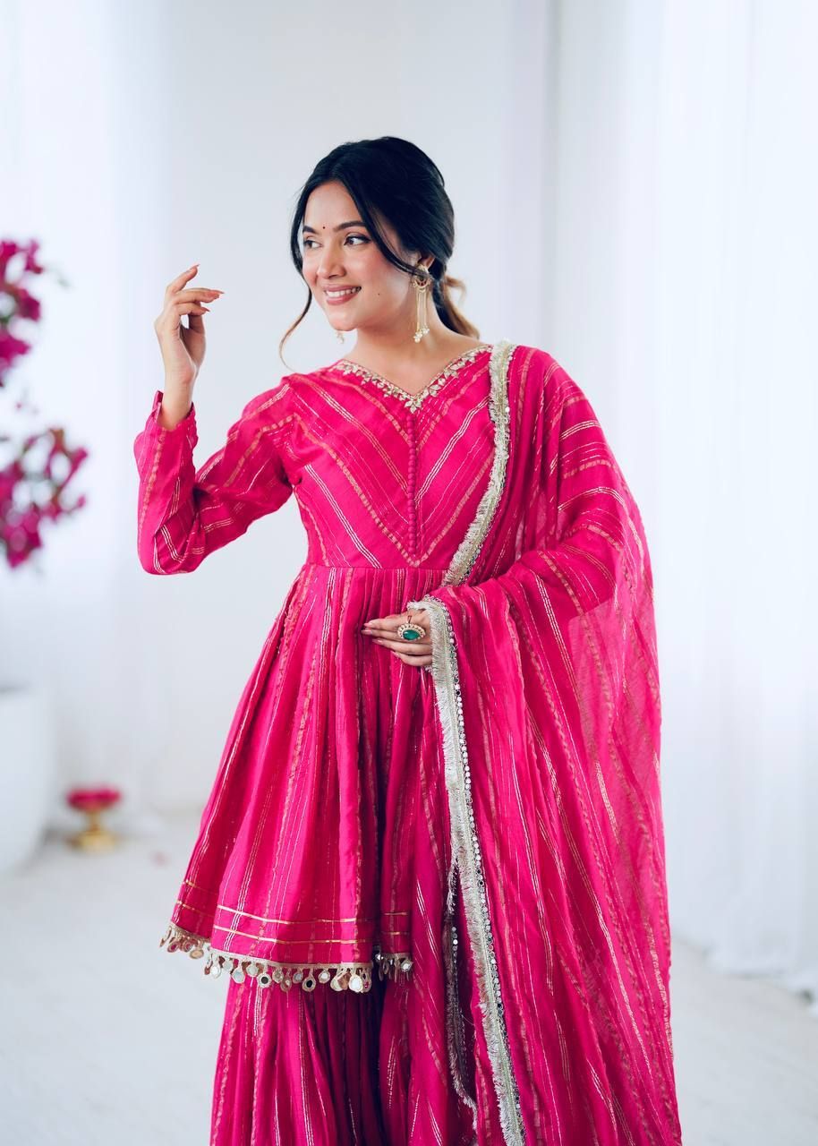 fashion basket Embellished, Embroidered Kurta, Sharara & Dupatta Set-picture-3