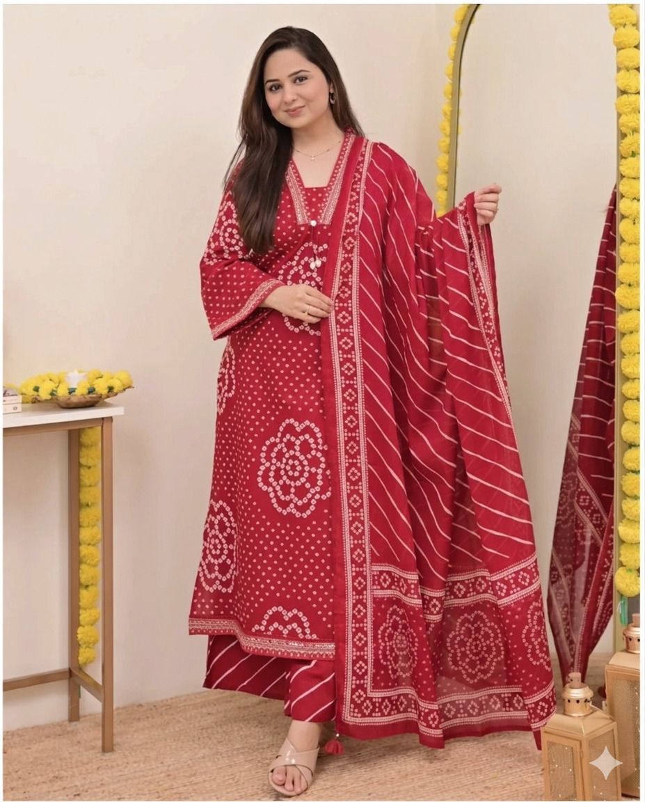 women floral printed kurta dupatta pant set Printed Kurta, Palazzo & Dupatta Set-image-45