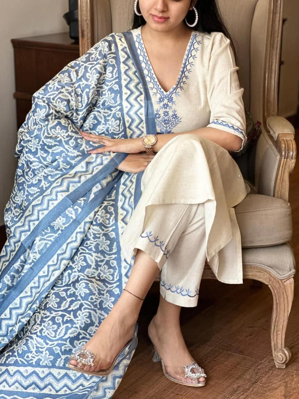 Embroidered Kurta, Salwar & Dupatta Set-image-28