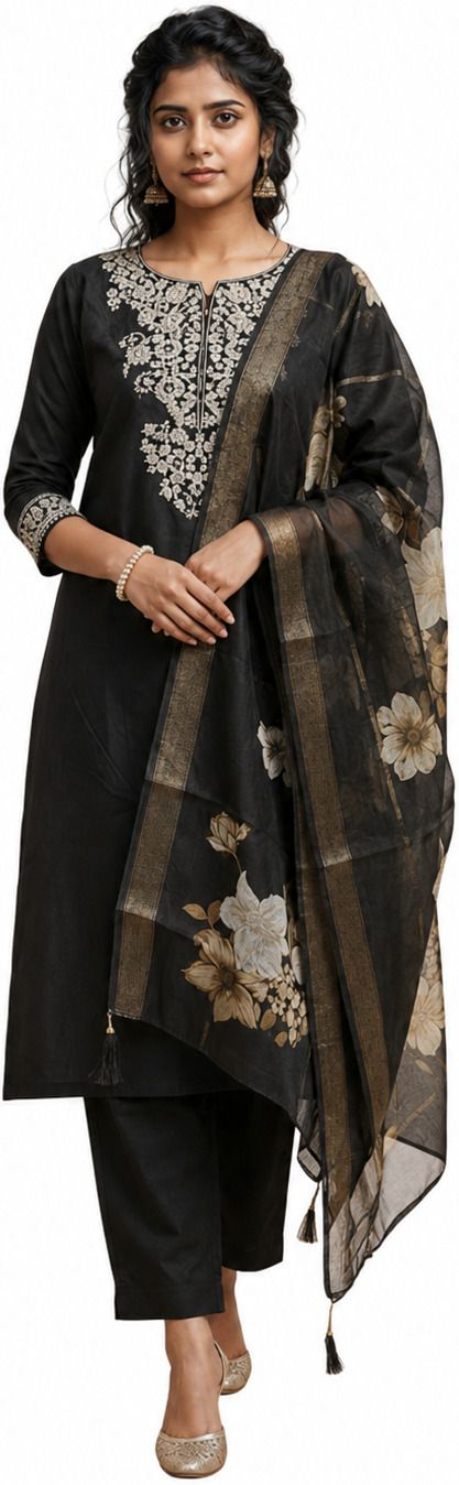 be in texo fab Floral Elegance Embroidered Kurta, Trouser/Pant & Dupatta Set-picture-20