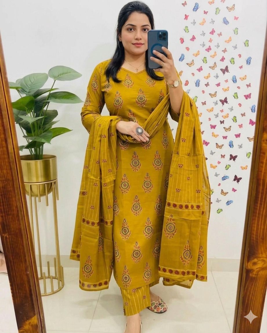 Women Viscose Rayon Kurta Pant Dupatta Set-image-35
