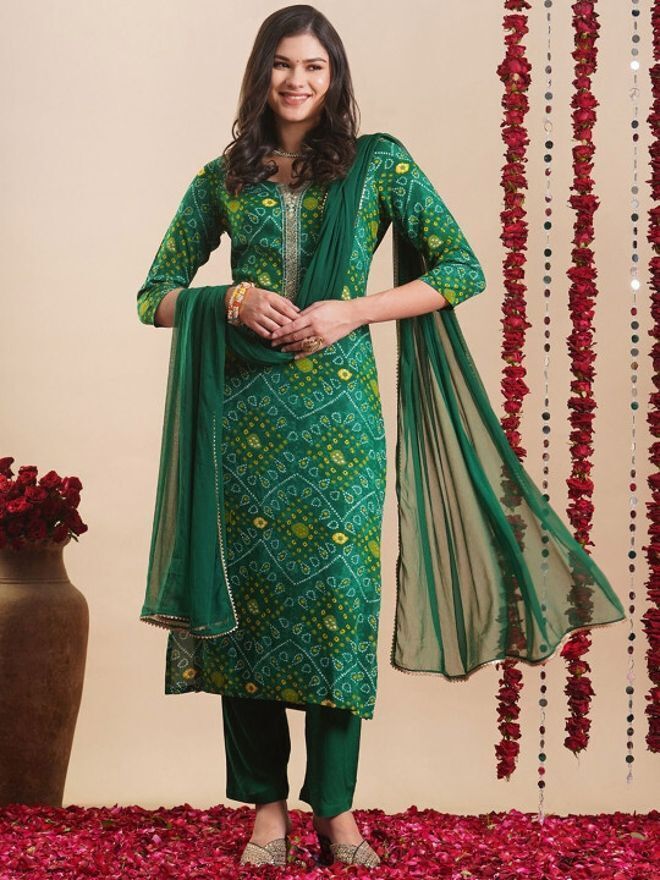 Printed Kurta, Trouser/Pant & Dupatta Set-image-31