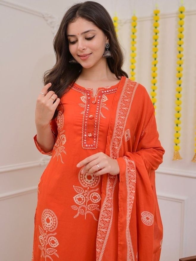 aanganedit Trendy Printed Kurta, Palazzo & Dupatta Set-picture-13