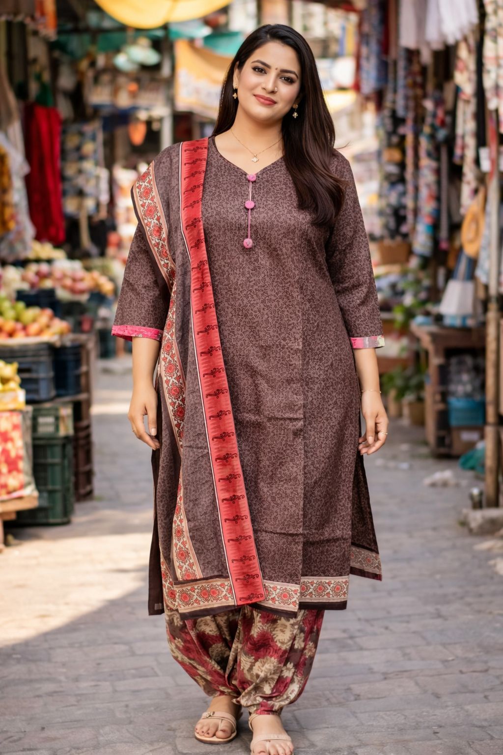 Floral Print Kurta, Patiala & Dupatta Set-image-31