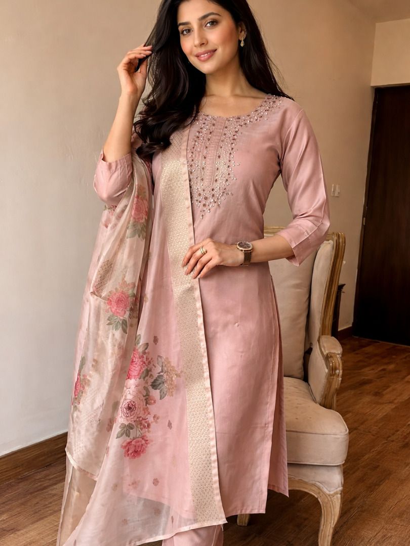 mayra Embroidered Kurta, Trouser/Pant & Dupatta Set-picture-31