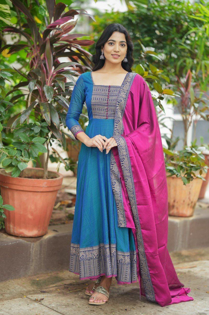 satyapara Printed Cotton Silk Stitched Anarkali Gown-picture-22
