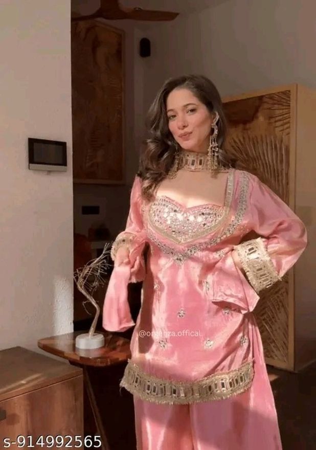 Embroidered Kurta, Palazzo & Dupatta Set-image-18