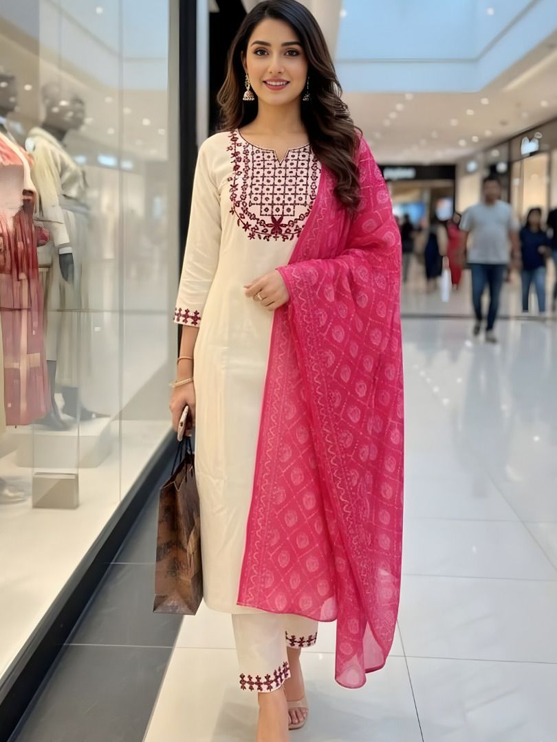 mayra Embroidered Kurta, Trouser/Pant & Dupatta Set-picture-24