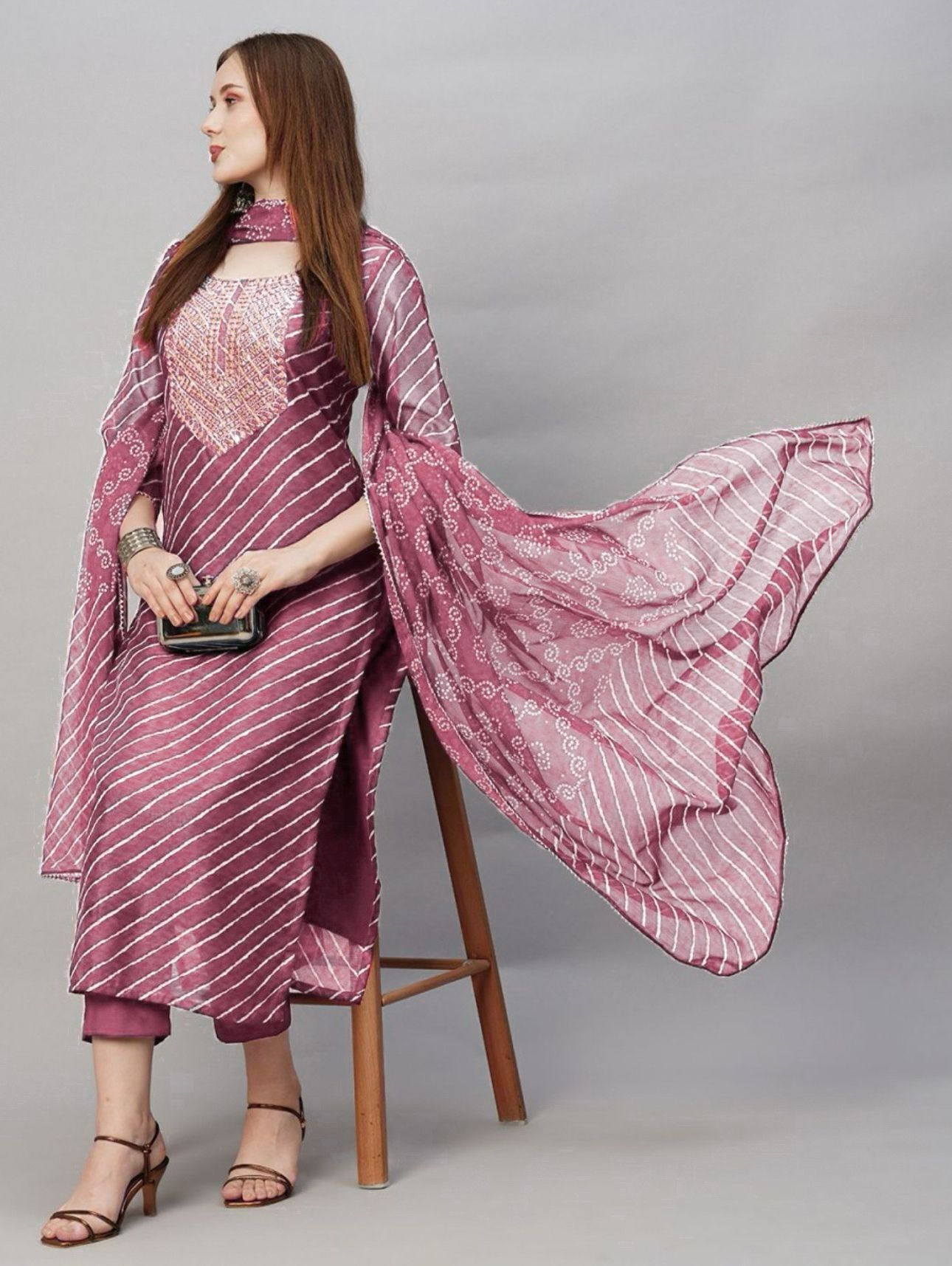Women Viscose Rayon Kurti Pant Dupatta Set-image-18