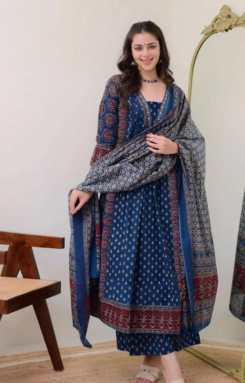 Fashion Printed Anarkali Kurta, Bottom & Dupatta Set-image-28