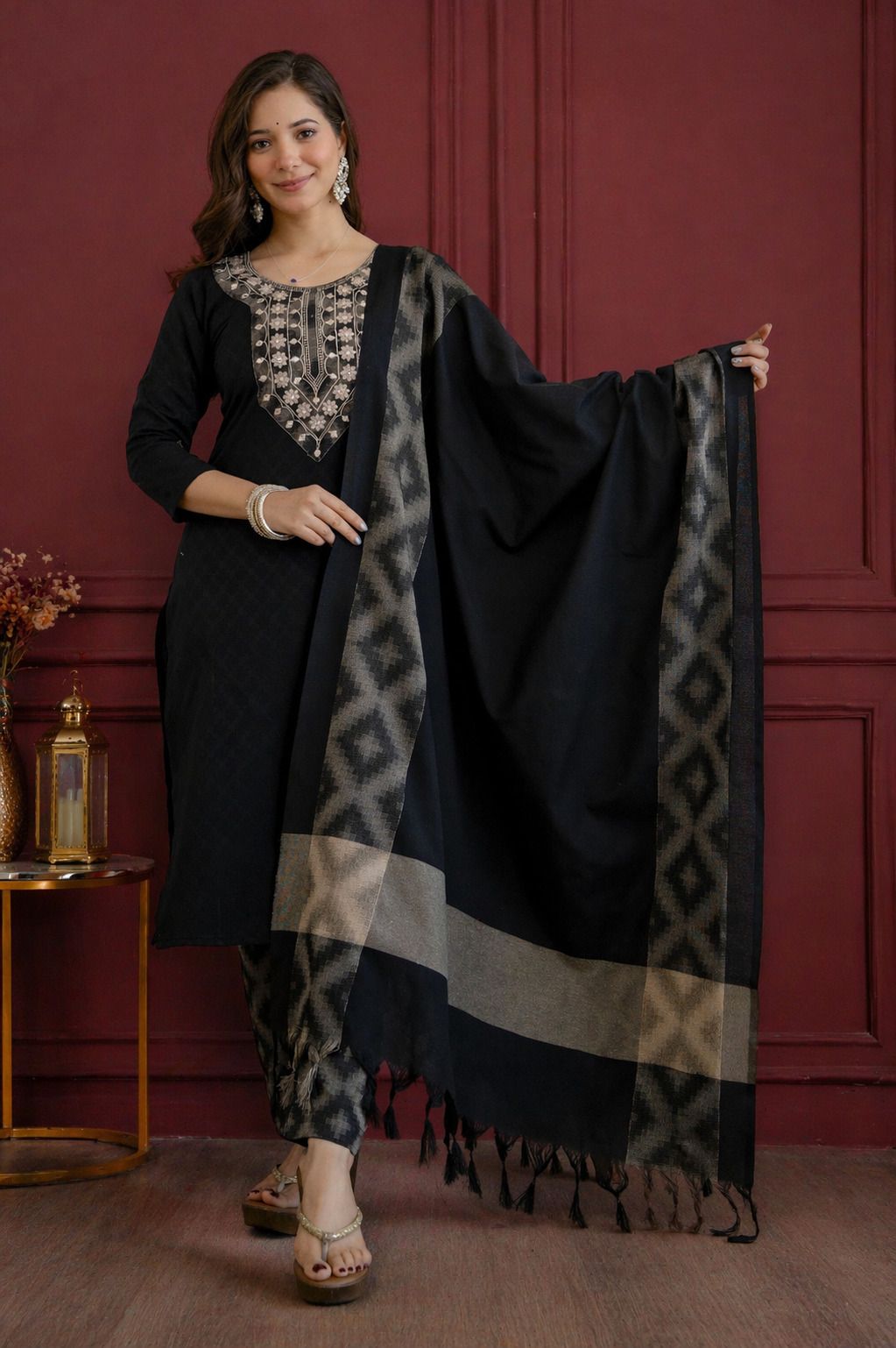 Self Design Kurta, Trouser/Pant & Dupatta Set-image-44