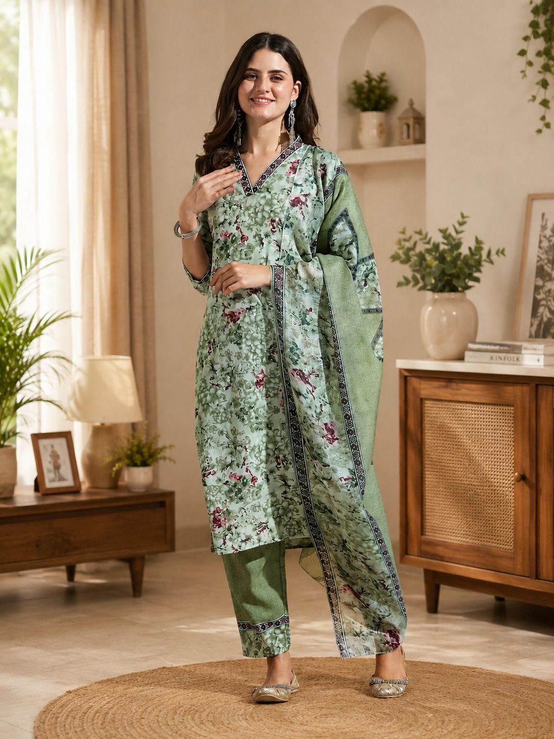 Printed Kurta, Palazzo & Dupatta Set-image-26