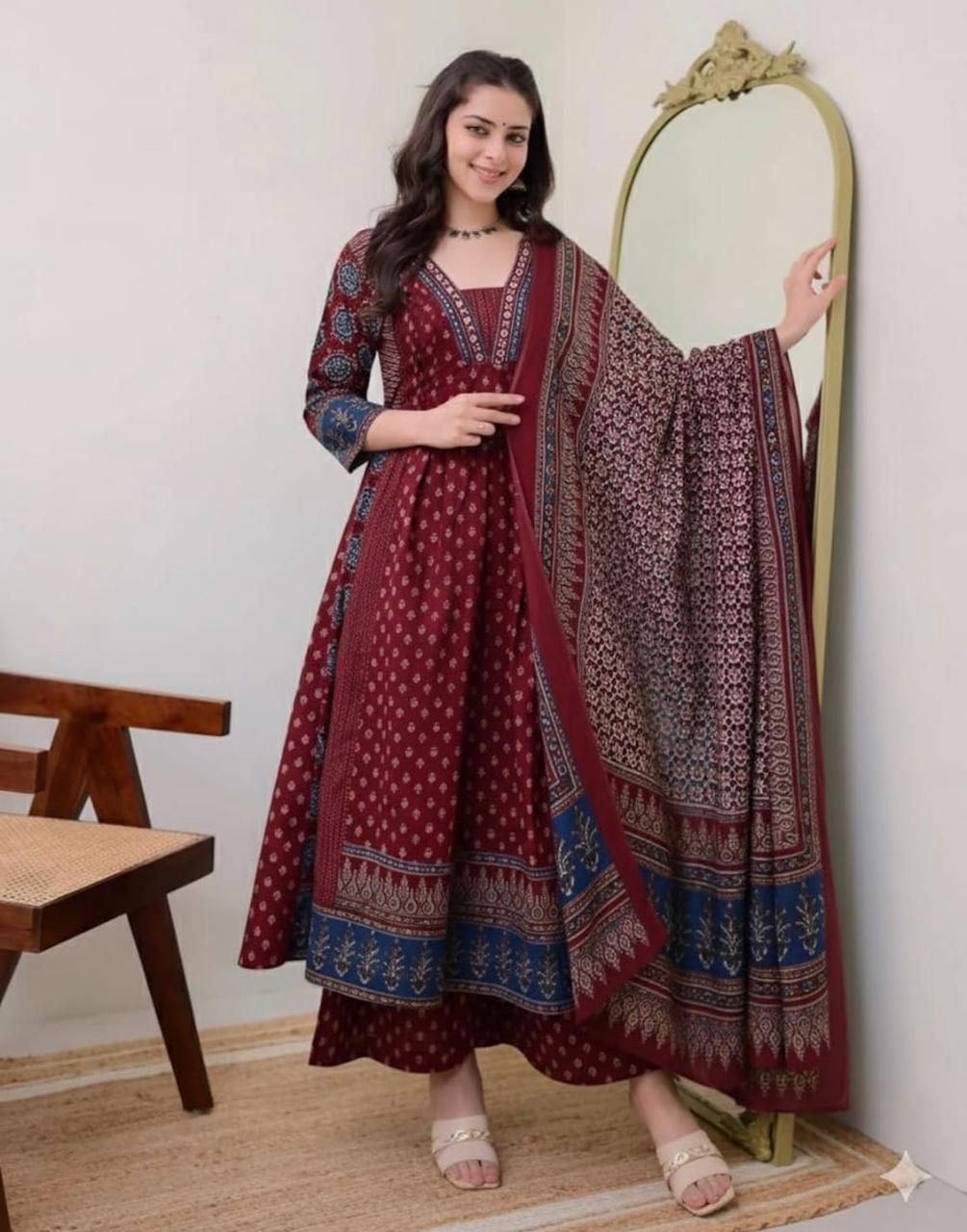 Fashion Printed Anarkali Kurta, Bottom & Dupatta Set-image-29