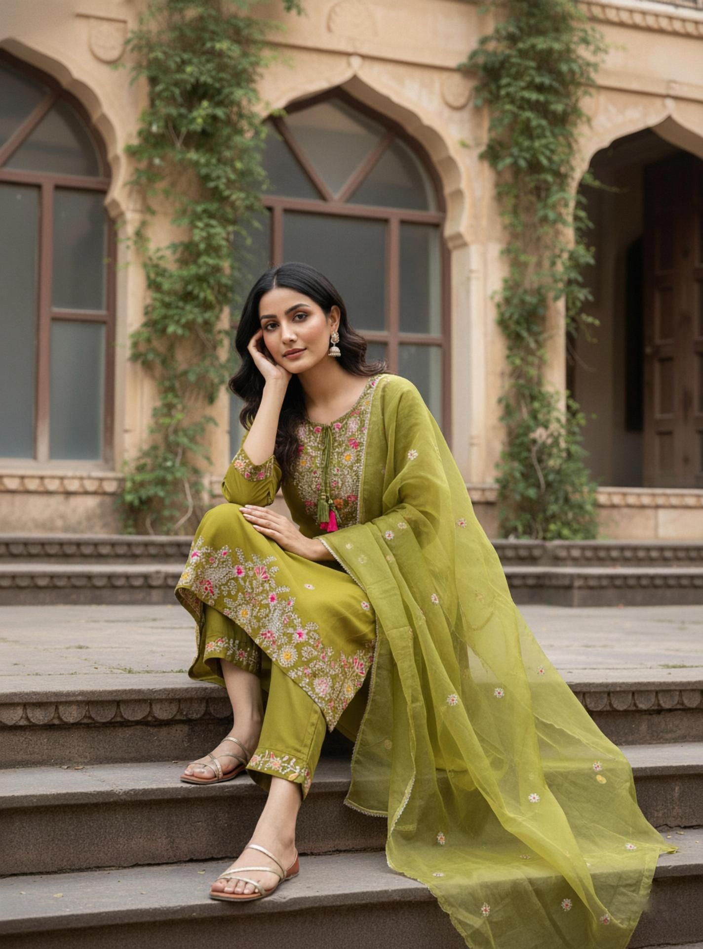 Printed Kurta, Trouser/Pant & Dupatta Set-image-44
