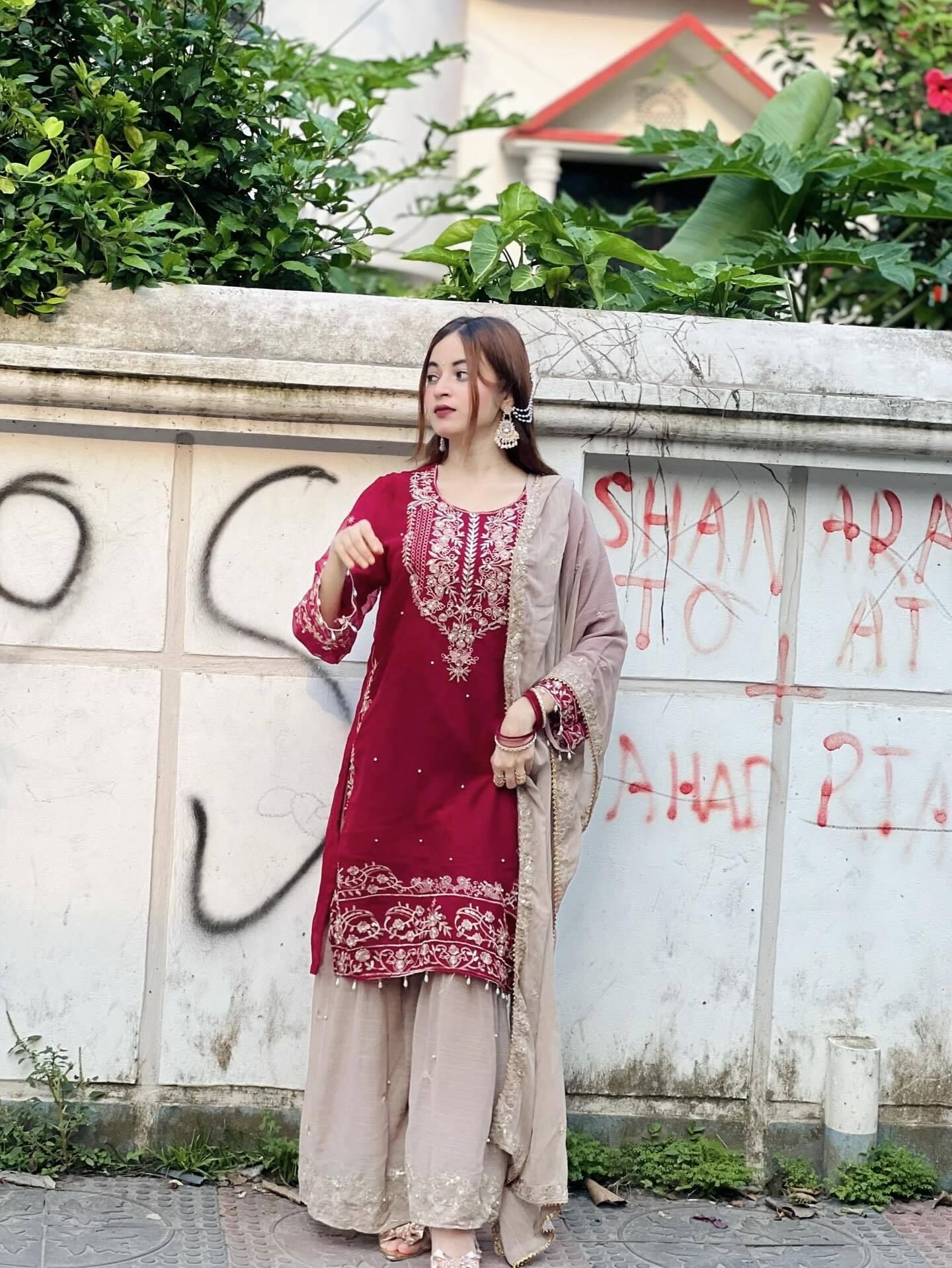 PUSHPA Embroidered Kurta, Palazzo & Dupatta Set-image-26
