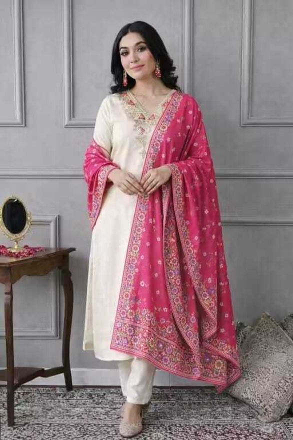 Embroidered Kurta, Trouser/Pant & Dupatta Set-image-27