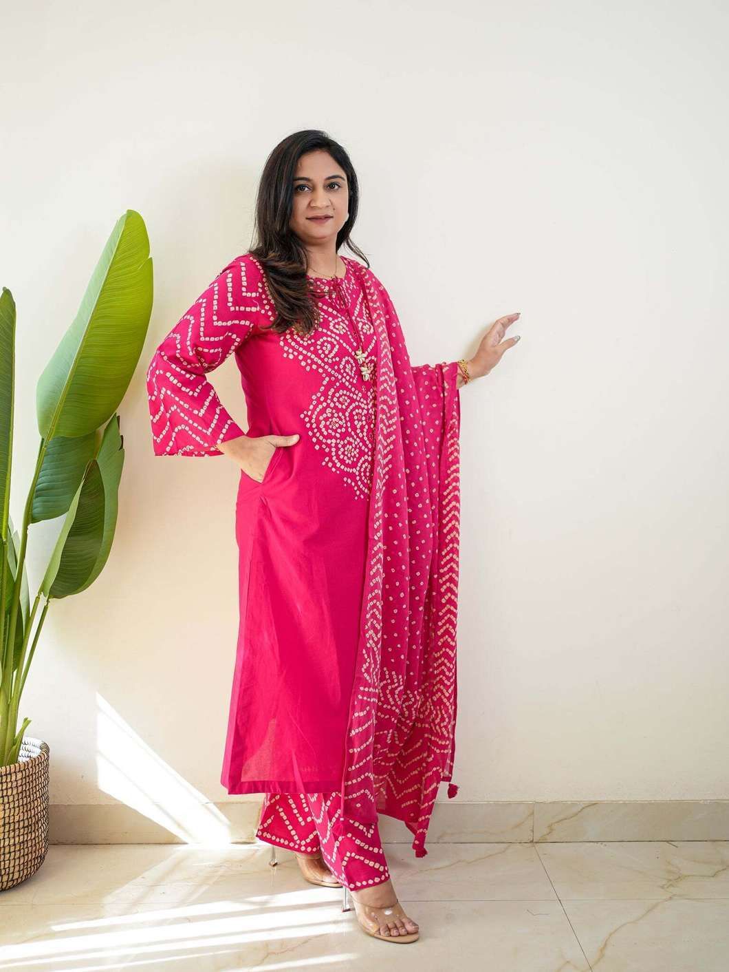 bna bnaya Women Pure Cotton Kurta Palazzo Dupatta Set Printed Kurta, Trouser/Pant & Dupatta Set-picture-12