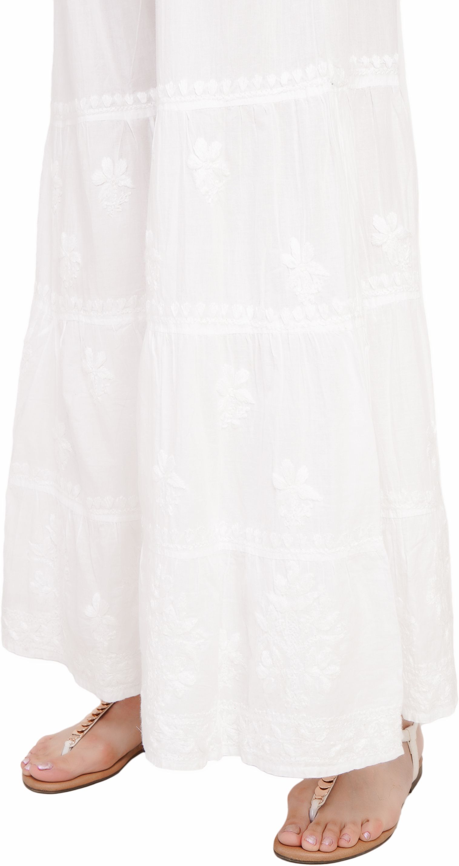 chikankari Pure Cotton Embroidered Women ["White"] Salwar-picture-16