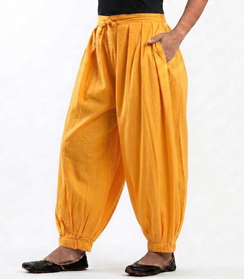 radharaaman fashion Pure Cotton Solid Women ["Yellow"] Salwar-picture-45
