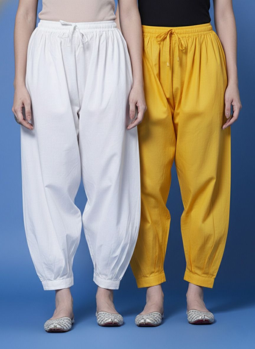 radhakrisnabastralaya Pure Cotton Solid Women ["White","Yellow"] Salwar-picture-11