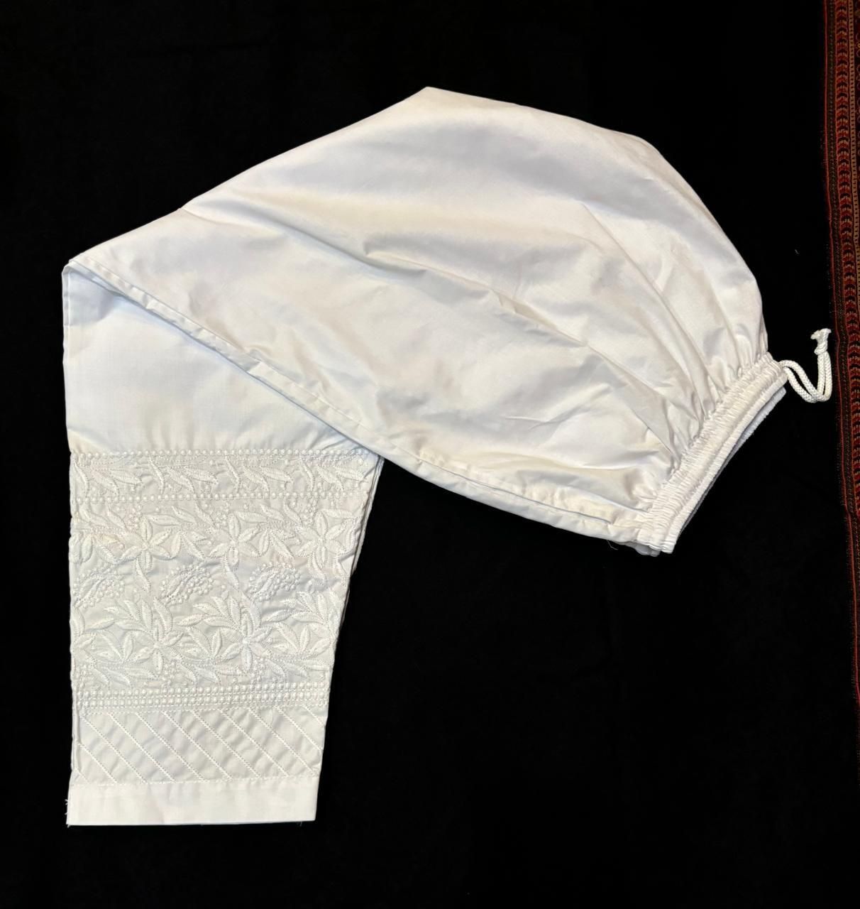simna chikan Cotton Blend Embroidered Women ["White"] Salwar-picture-13