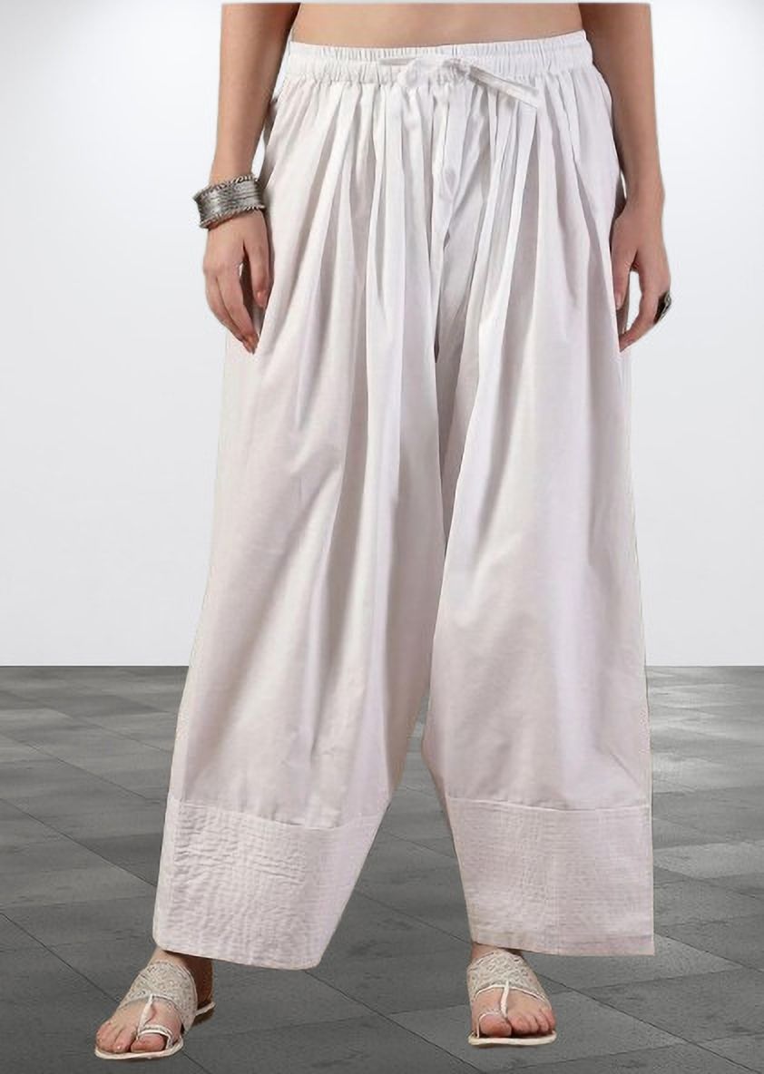 Cotton Blend Solid, Self Design, Striped Women ["White"] Salwar-image-39