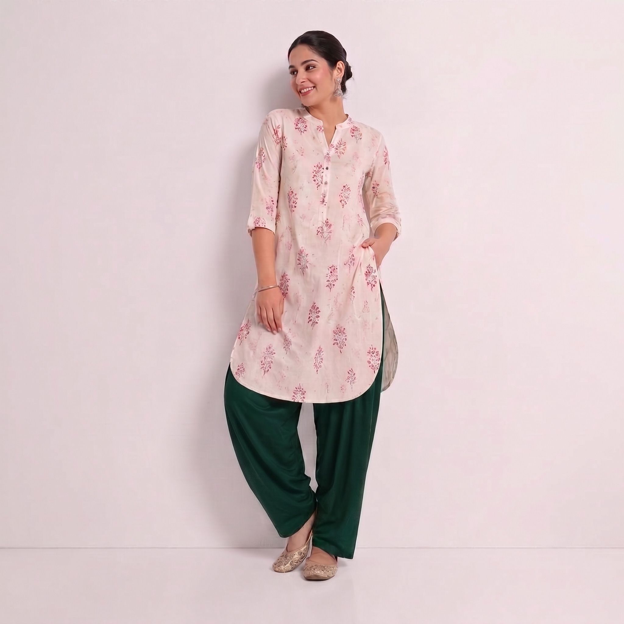 Pure Cotton Solid Women ["Dark Green"] Salwar-image-43