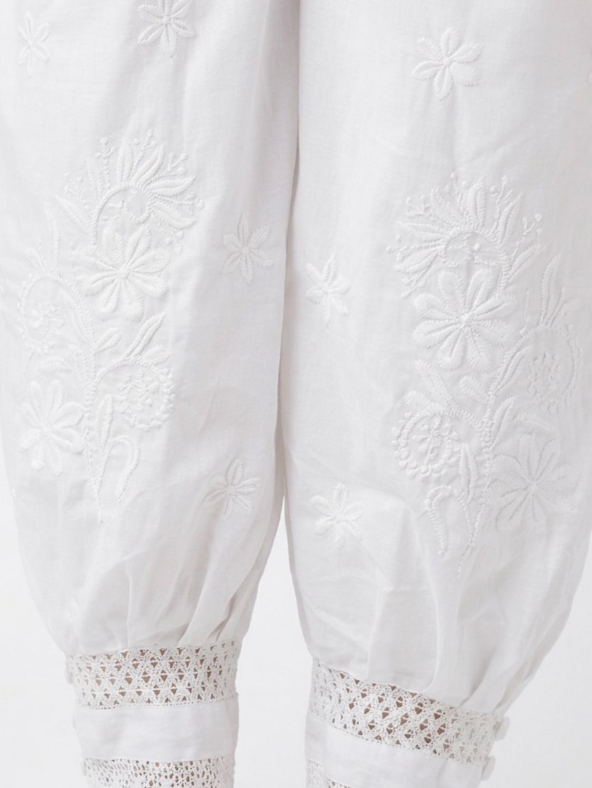 mariyam chikan Pure Cotton Embroidered Women ["White"] Salwar-picture-23