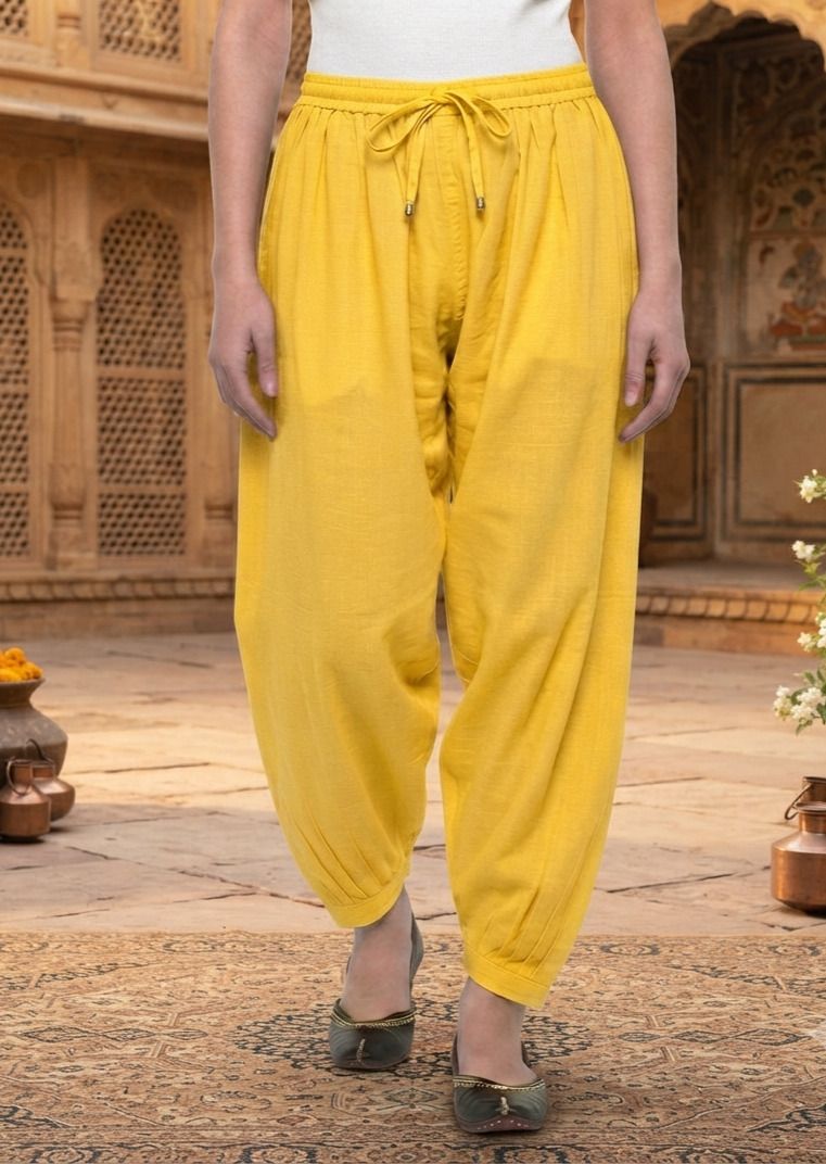 Pure Cotton Solid Women ["Yellow"] Salwar-image-23